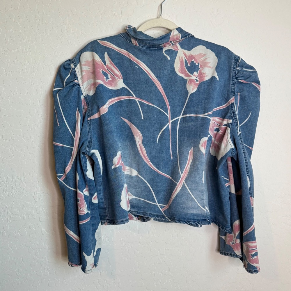 VTG Ashley Stewart Floral Puff Sleeve Denim Jacket Cottagecore Plus 22/24 NWT - Picture 10 of 10